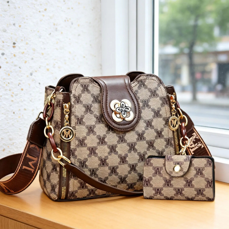 Vintage Zipper - Tas selempang bermotif huruf vintage, tas