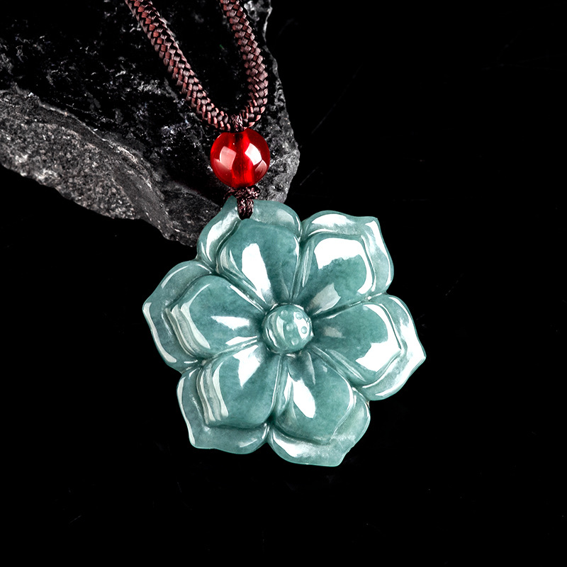 Vintage Necklace - Kalung Liontin Bunga Giok Burma Aksesoris