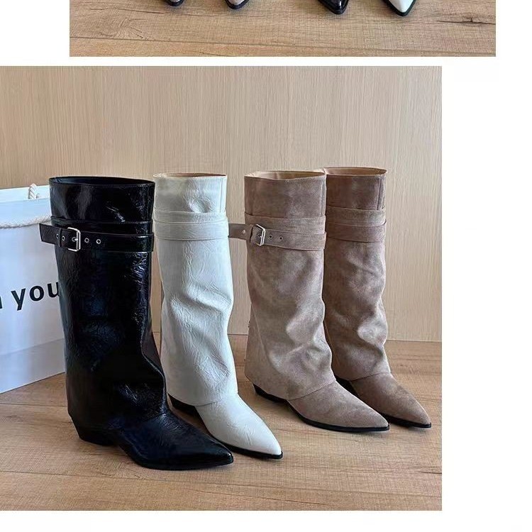 Vintage Zipper - Sepatu Bot Wanita Vintage Model Ruched