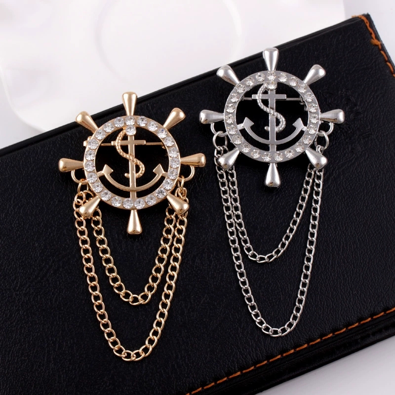 Vintage Things Collection - Lencana jas vintage, rantai bergaya navy