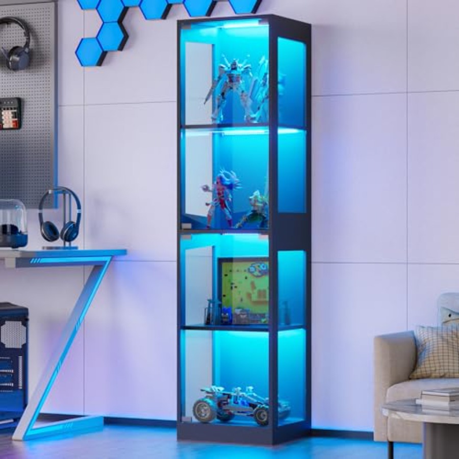 Lemari pajangan kaca dengan la - Collectible Collection ulasan dan harga