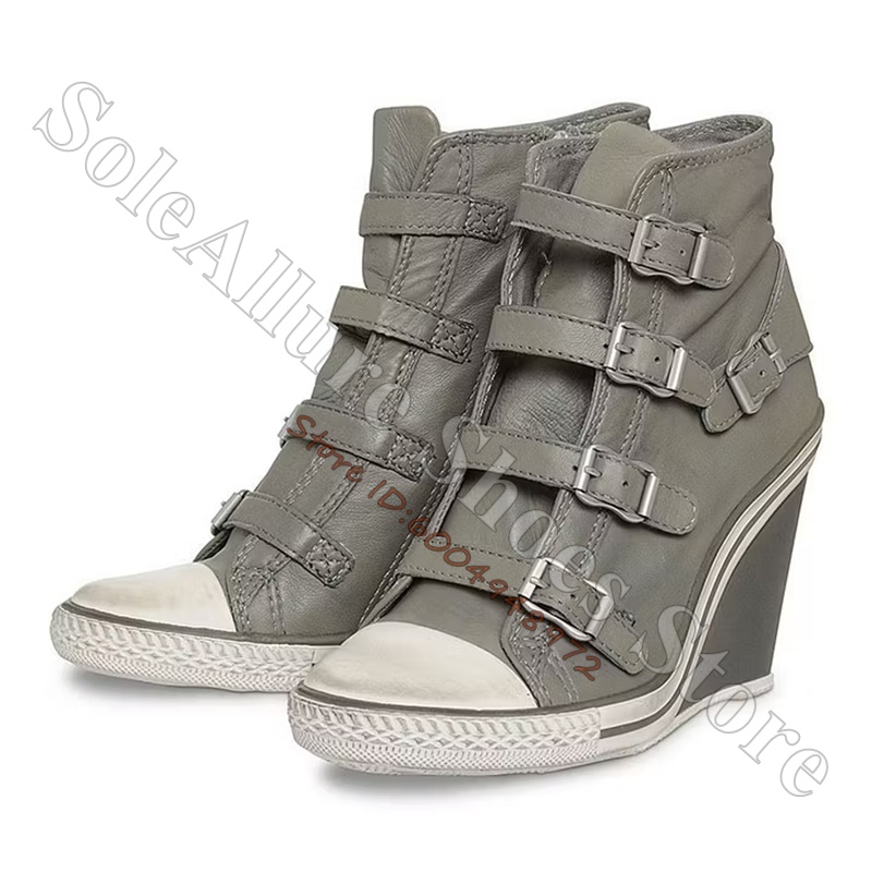 Sepatu Sneakers Wedge High Top - Vintage Zipper ulasan dan harga