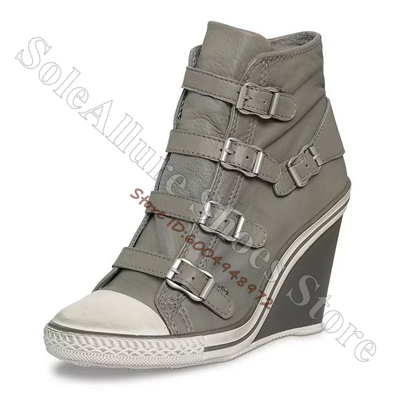 Sepatu Sneakers Wedge High Top - Vintage Zipper ulasan dan harga